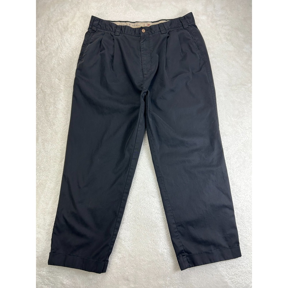 Tommy Bahama Pants Mens 38 Black Pleated Casual Straight Leg Cuffed Hem